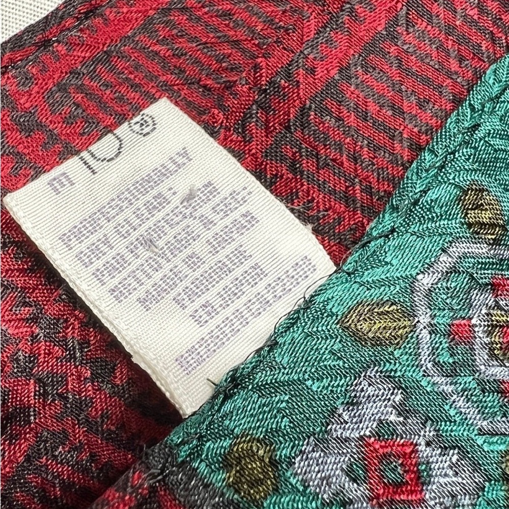 100% Silk Vintage Echo Ruby Green Pattern Scarf W… - image 7